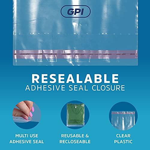 13"x17" Self Seal Poly Bags, Large, 100 Pack, 1.5 Mil, for Storing,