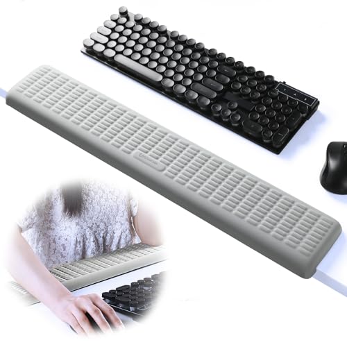 UnivoColors PostureUp L-Shaped Desk Long Wrist Rest Elbow, Non-Slip, Memory Foam, Desk Edge Support, Ergonomic Design for Long-Hour Work (23.6 * 3.9 inch One-Piece Design,Grey)