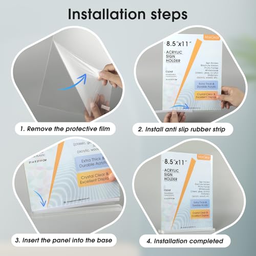 MaxGear Acrylic Sign Holder 8.5 X 11 Inches 1 Pack, Double Sided Plastic Display Stands Table Top Acrylic Frame, Clear Paper Holder Menu Flyer Stand for Stores, Restaurants, Hotels, Office