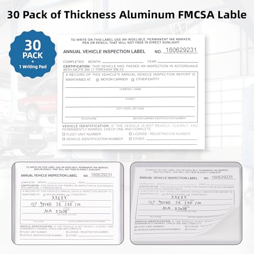 REKZOWN 30-Pack Annual Vehicle Inspection Report Forms with 3-Ply Carbonless Paper