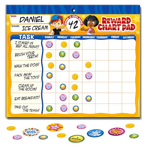 Learn & Climb 26-Week Kids Behavior Reward Chart System with Magnetic Sticker Pad - 2800 Stickers Included