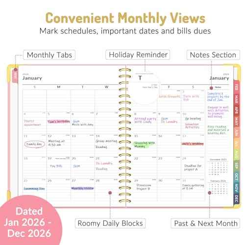 Forvencer 2026 Planner, Hardcover Calendar Planner Weekly and Monthly, January 2026 - December 2026, 8.5" x 11", Spiral Agenda Book with Tabs, Exquisite Daily Journal with Inner Pocket, Organizer Notebook for Office Home School, A4 Size, Navy Blue