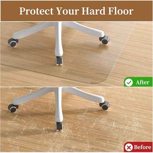 Office Chair Mat for Hardwood Floor, 48" X 60" Desk Chair Mat for Hard Floors, PVC Clear Floor Protector for Home and Office Floor Mat - Can't be Used on Carpet