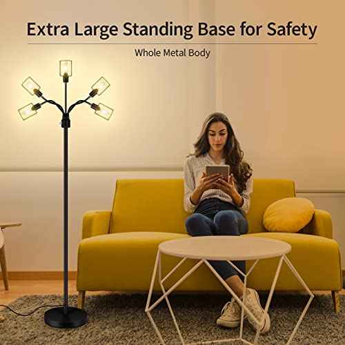 Floor Lamp, Industrial Floor Lamps for Living Room,Tree Standing Lamp,3 Way Switch,Modern Stand up Lamp for Bedroom Office Farmhouse