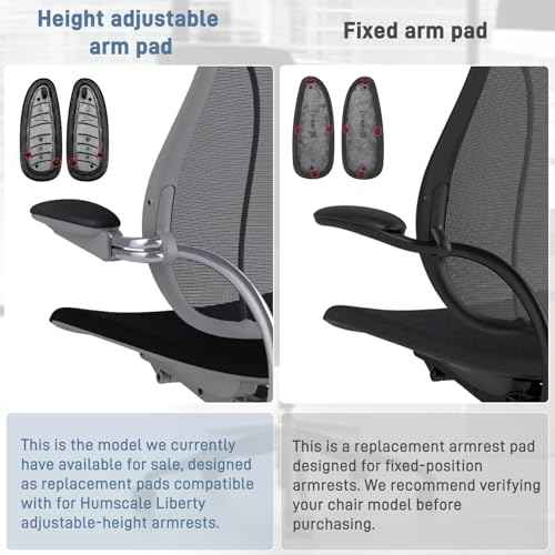Arm Pads Caps Replacement for Humscale Liberty Office Chair - for Height Adjustable Arm Rest Covers, Ergonomic Black PU Leather (1-Pair)