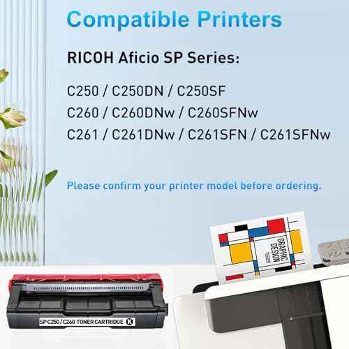 Replacement for Ricoh 407539 SP C250 Black Toner Cartridge Compatible with Aficio SP C250DN C250SF C260DNW C260SFNW C261SFN C261SFNw C261DNw Printer (Black, 1-Pack)