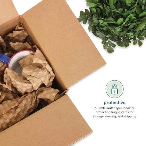 Elementree Paper Bubble Wrap Sheets for Packing, Moving, & Shipping - 12" x 12" x 250' - Eco-Friendly Kraft Bubble Paper - Recyclable Cushioning Wrap - Made in the USA (01913)