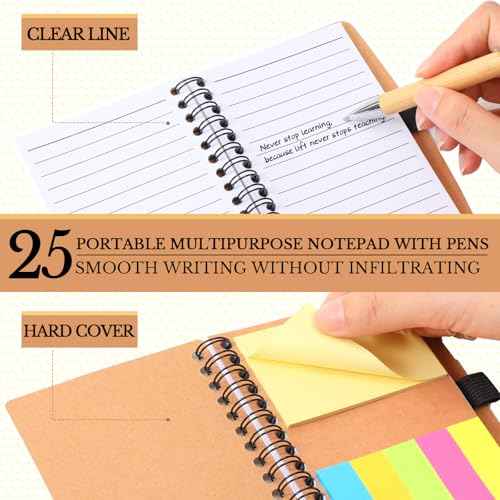 Jetec 25 Sets Inspirational Notebooks Bulk Christmas Employee Appreciation Gifts Spiral Notebook with Sticky Notepad Bamboo Pens for Xmas Thanksgiving Coworker Student Nurse Staff (Difference Maker)