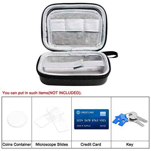 Jiusion Hard Case for Carson MicroBrite Plus Pocket Microscope (MM-300 or MM-300MU) and MicroFlip (MP-250 or MP-250MU) Travel Storage Carrying Include Carabiner and Strap