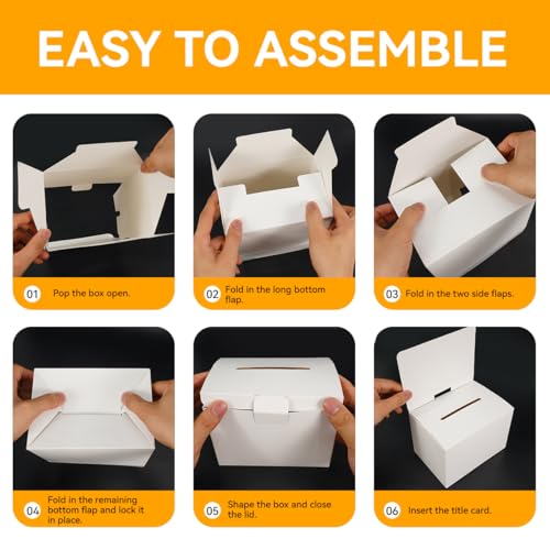 Unibagic 9 Pack White Cardboard Suggestion Box with Removable Header - 6.5x4.5x4.5 Inch Small Raffle Ticket Box for Charity, Fundraising, Voting & Events