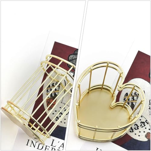 iplusmile Iron Heart Pen Holder Heart Pen Container Desk Containers Wire Makeup Brush Cup Pencil Holder Metal Pen Holder Office Desk Accessories Storage Basket Miss Stainless Steel Desktop