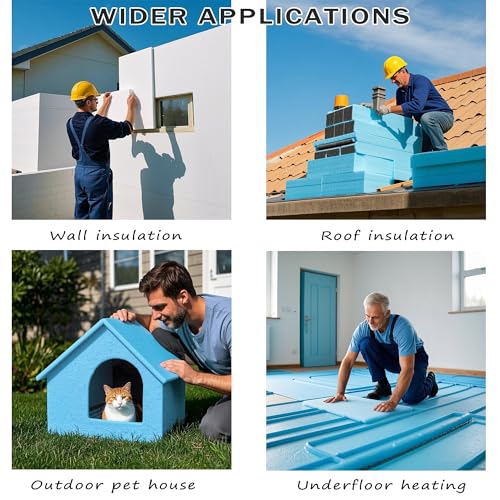 LuckyFoam Blue Foam Sheets 4 Pack 12x7.5 Inch 1 Inch Thick for Crafts & Insulation