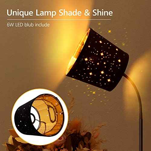 LED Floor Lamp, Standing Lamp for Living Room with Linen Lamp Shade,Adjustable Gooseneck Modern Reading Light,Floor Lamps for Bedroom,Office,Farmhouse,6W LED Bulb Included