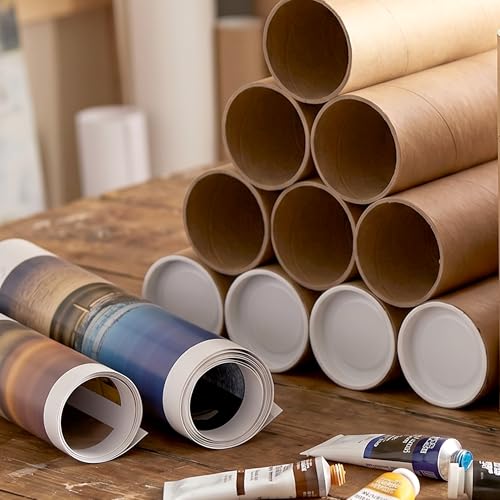 16 Pack 3x8 Inch Kraft Mailing Tubes with Caps - Recyclable Shipping & Storage