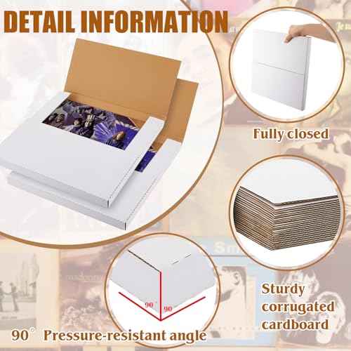 Tatuo 30 Pieces Vinyl Record Mailers 12.5" x 12.5" x 1" Record Mailers Vinyl Lp Shipping Boxes Cardboard Album Boxes for Packaging Moving Storage
