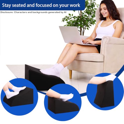 Opuvidity A-black Ergonomic Under-Desk Foot Rest with Washable Cover, 15.7 x 15.7 x 9.8 in