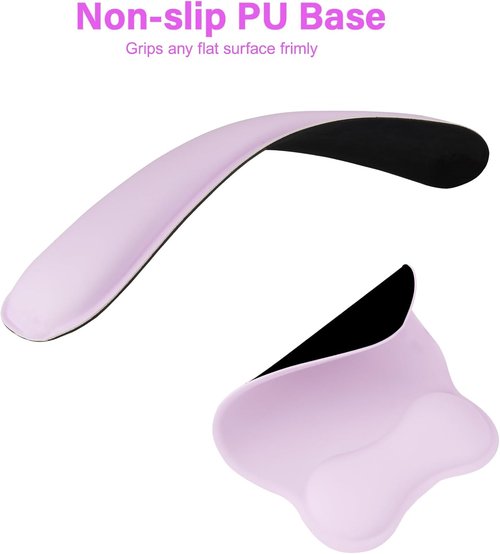 MOSISO Ergonomic Wrist Rest Support Set - Curved Memory Foam Mousepad & Keyboard Pad, 2 Pack - Purple