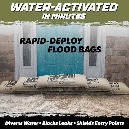 Flood Hero 2 x 1 ft Water Activated Sandbags - 6 Pack Flood Bag Barriers