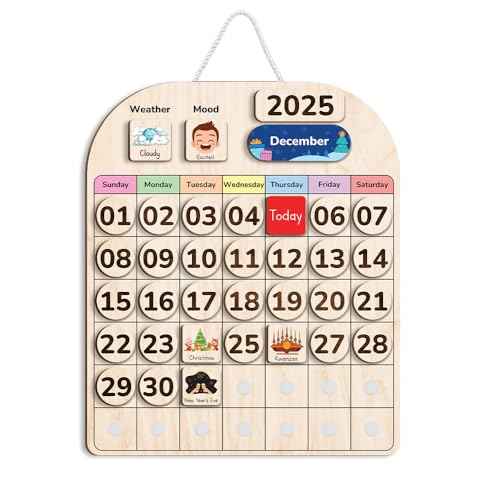 Wooden Calendar for Kids, Preschool Kid Calendar Learning at Home and Classroom Teaching, Hanging Calendar for Kids, Months and Days of The Year