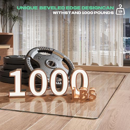 Tempered Glass 40" x 30" Round Corner Glass Chair Mat with Polished Edge, Heavy Duty Hard Clear Office Chair Mat, Transparent, Glides Smoothly, Easy Clean, Suitable for Carpet Hardwood Floors