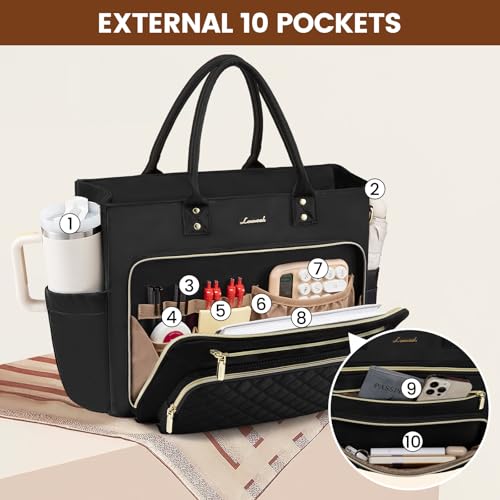 LOVEVOOK Laptop Tote Bag for Women With Large Cup Holder, Work Bags Teacher Nurse Computer Bag, 15.6 Inch Professional Briefcase Business Travel Large Purses Handbag, Diaper Bag With Multi-Pockets