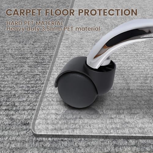 Office Chair Mat for Carpet, 48"x36", Transparent, 0.14" Thick, Heavy Duty, Flat Shipping, Protects Carpets & Hardwood Floors