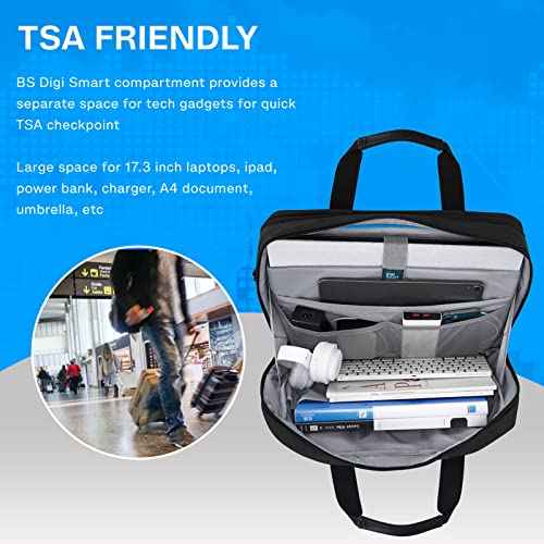 BAGSMART 17.3 Inch Laptop Bag, Expandable Computer Bag Laptop Briefcase Men Women,Laptop Shoulder Bag,Work Bag Business Travel Office, Black