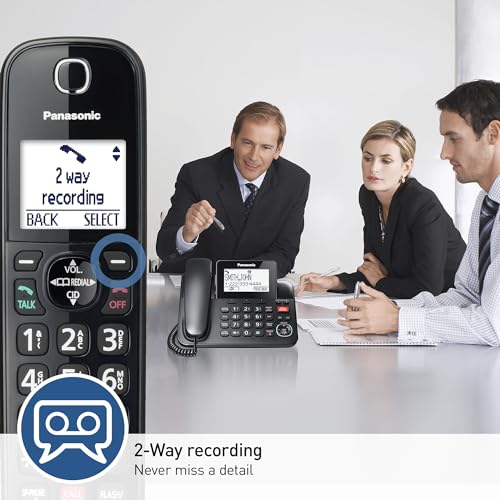 Panasonic Cordless Phone System with 2 Handsets Link2Cell Landline Home Phone