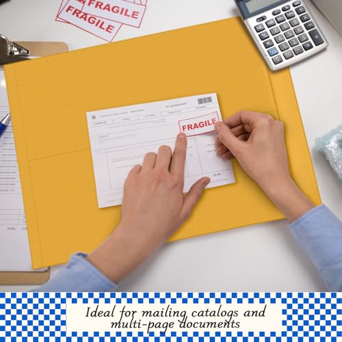 50 Pcs 14'' x 18'' Extra Large Mailing Envelopes 32lb with Gummed Flaps, Catalog Jumbo Craft Envelopes for Mailing, Storage and Organizing Documents Office Supplies(Yellow)