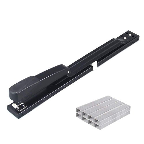 SF ITEM Long Reach Stapler Office Staplers Desktop Stapler, 50 Sheets Capacity Long Arm Staplers with 1600pcs 23/8 Staples (Black, 50 Sheets Capacity)