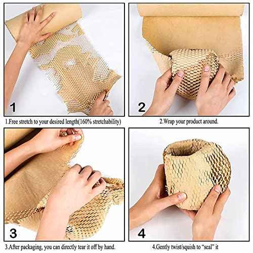 onesimcr Honeycomb Packing Paper Wrap 15"x131' Sustainable Alternative to Bubble Wrap for Moving/shipping/packing Roll with 20 Fragile Sticker Biodegradable & Fully Recylable¡¦
