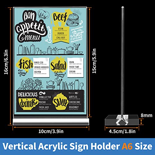 Svalor 4x6 Inch Acrylic Sign Holders Vertical 3 Pack - Double-Sided Display