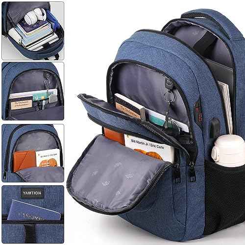 YAMTION School Backpack for Men and Teens 15.6 inch Laptop Bookbag Backpack with USB for College Students Office Work Business