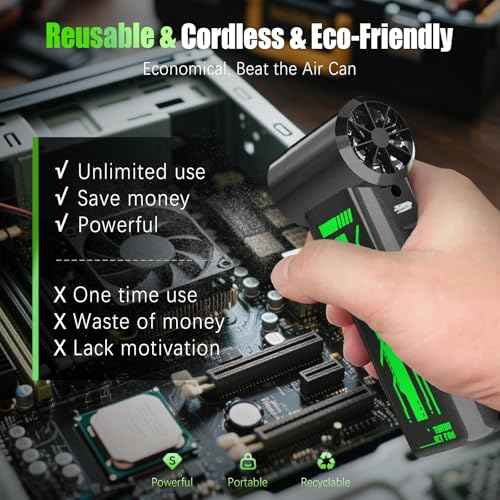 Compressed Air Duster 160000RPM 4 Gear Adjustable Electric Air Duster Super Power Cordless Air Mini Blower with Fast Charging for Computer, Keyboard, House, Outdoor and Car (Grey)