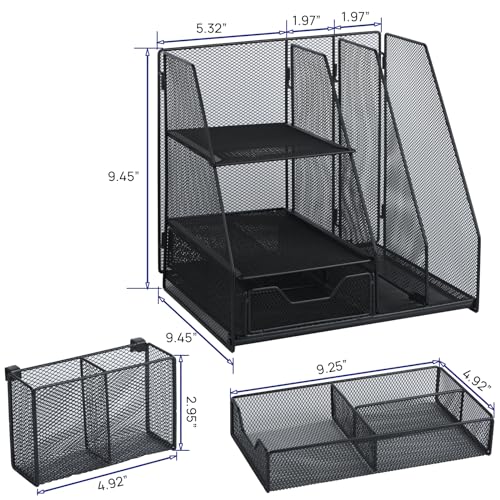 Dark Black Topwey Multifunctional Desk Organizer Set for Office & Study