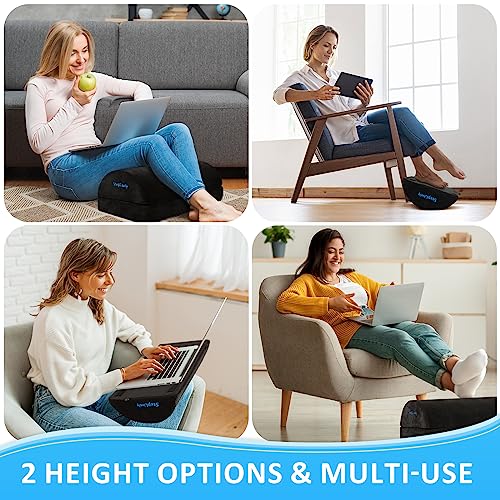 StepLively Foot Rest for Under Desk at Work, Comfortable Foot Stool with 2 Adjustable Heights, Footrest with Washable Cover, for Back & Hip Pain Relief, Suitable for Office, Home, Car, Black, X-Large