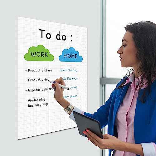 15 Pack Static Dry Erase Sheets, White Board Wallpaper 31.5 x 24 Inch, Line Dry Erase Sticker for Wall