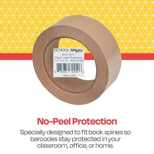 School Smart Vinyl Label Protectors, Round Corner Rectangle, 1-1/4 x 3-1/8 Inches, Clear, Pack of 500 - 1371577