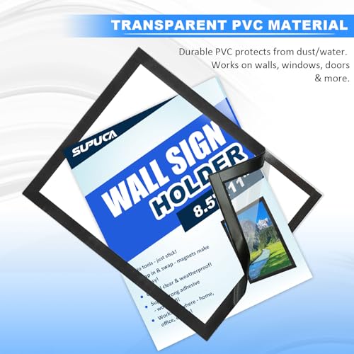 Magnetic Sign Holder & Picture Frame 8.5 x 11 - Self-Adhesive Magnetic Frames with Strong Magnet Border, Clear PVC Document/Poster/Paper Wall Mount Holder for Home Office Store, 50 Pack