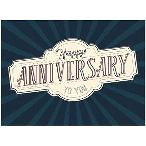 25 Employee Anniversary Cards - Retro Medallion Design with Silver Foil Embossing - 26 White Envelopes - FSC Mix