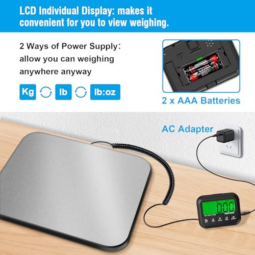 Heavy Duty Digital Postal Shipping Scale 440 lbs/10g Accuracy with Tare & Counting