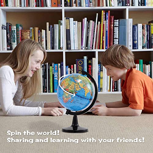 Wizdar 4 Inch Kids World Globe Educational Desktop Globe - Portable & Rotatable