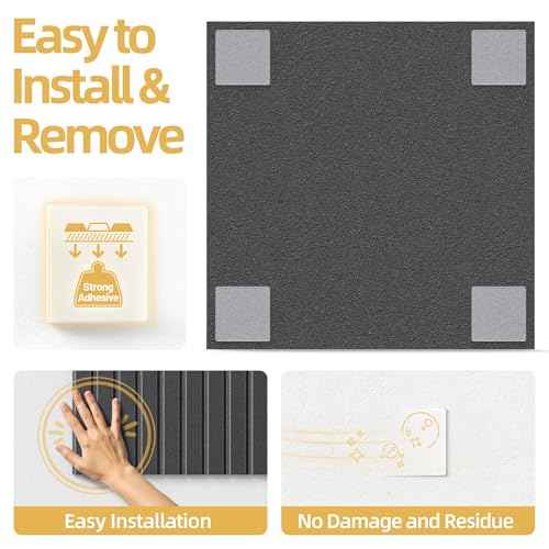 Large Cork Board for Wall 48" x 60" Black Bulletin Board with Safe Removable Adhesive Squares for Pictures Photos, Alternative CorkBoard Felt Pin Boards Tiles for Office Classroom Wall Decor - 20 Pack