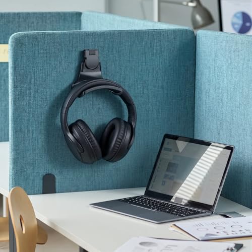 Fiwochic 4-Pack Fabric Wall Headphones Hooks for Cubicle, Black