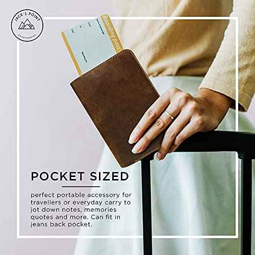 Jack's Point Leather Field Notes Cover for Memo - Pocket Sized Notebook, fits 3.5¡± x 5.5¡± Notebooks, Hand Stitched Brown Real Top Grain Leather, Multiple Pockets for Extra Functionality