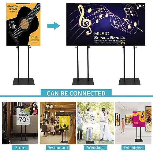Poster Stand Heavy Duty - Adjustable Poster Stands for Display Foam Board, Double Sided Pedestal Floor Standing Sign Holder Height Up to 80 Inch, 1 Pack