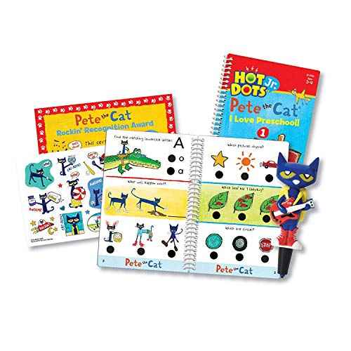 Educational Insights Hot Dots Jr. Pete The Cat - I Love Preschool Set with Interactive Pen, Math & Reading Workbooks, 200+ Multi-Subject Lessons, Ages 3+