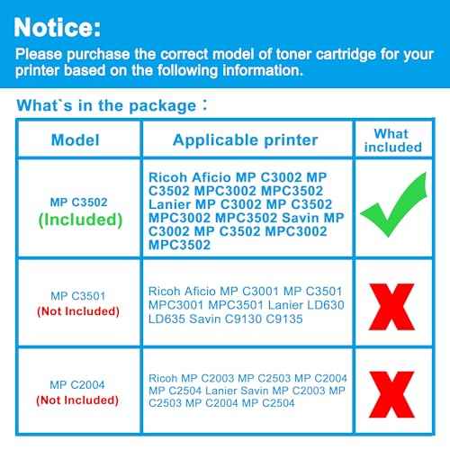 LCL Compatible Toner Cartridge Replacement for Ricoh 841647 841735 MP C3002 MP C3502 MPC3002 MPC3502 High Yield Aficio MP C3002 MP C3502 MPC3002 MPC3502 Lanier MP C3002 (1-Pack Black)