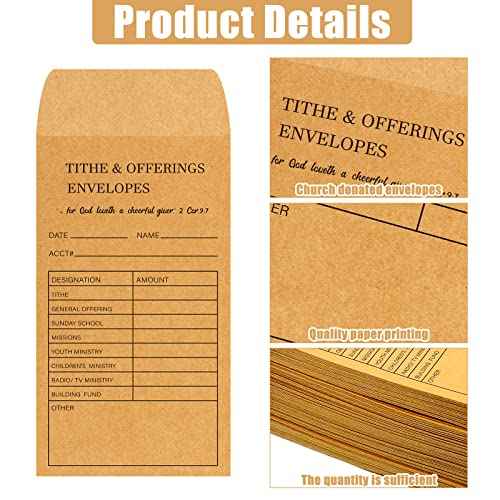 Church Supplies Tithe and Offering Envelope Kraft Offering Tithe Envelopes for Religious Church (500 Pieces)