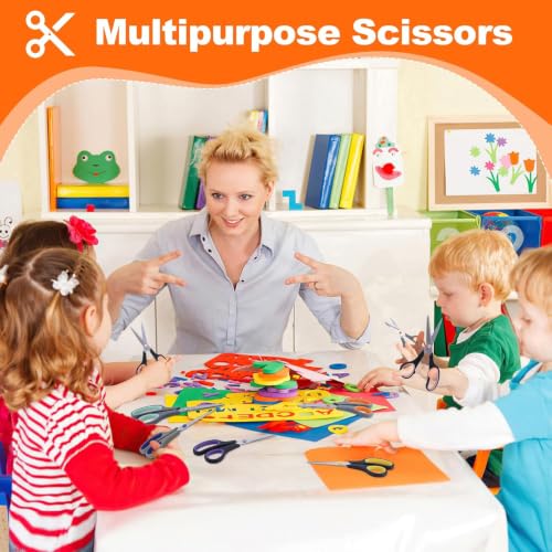 Hnncugty 8-Inch All-Purpose Scissors 6 Pack Black & Grey for Office & Crafts
